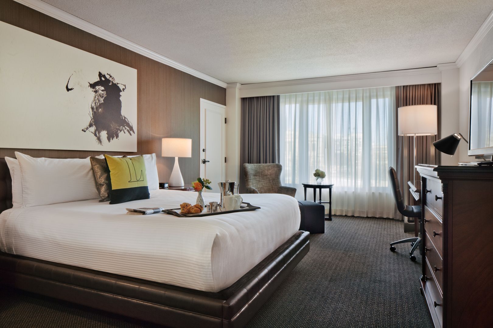 Guest room at The Logan Philadelphia Hotel